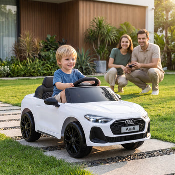Audi A5L Licensed Electric Ride on Car for Kids 3-6 with Remote Control Dual Motors 4-Wheel Suspension Music, White
