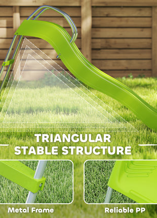5.7FT Outdoor Slide for Kids Ages 3-8, Climbing Step Ladder, Playground Equipment for Backyard, Garden, Green