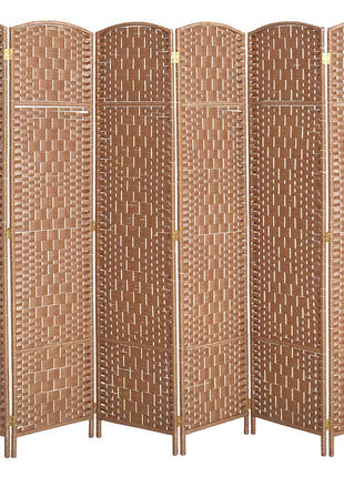 Room Divider 6 Panel, 6FT Tall Folding Privacy Screen, Freestanding Hand-Woven Partition for Room Separation with 360° Hinges, Paper Rope Diamond Weave, Natural