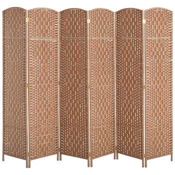 Room Divider 6 Panel, 6FT Tall Folding Privacy Screen, Freestanding Hand-Woven Partition for Room Separation with 360° Hinges, Paper Rope Diamond Weave, Natural