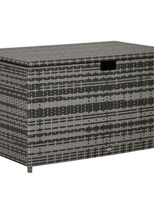 113 Gallon Outdoor Storage Box, Rattan Deck Box for Indoor, Patio Furniture Cushions, Pool Garden Tools, Dark Gray