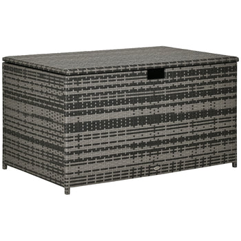 113 Gallon Outdoor Storage Box, Rattan Deck Box for Indoor, Patio Furniture Cushions, Pool Garden Tools, Dark Gray