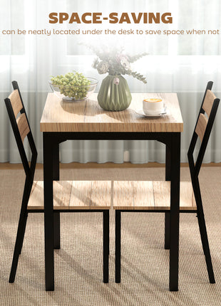 3 Piece Dining Table Set for 2, Modern Kitchen Table and Chairs, Dining Room Set for Breakfast Nook, Light Wood Grain