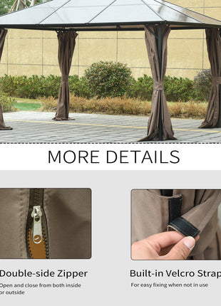 9.84' x 11.8' Gazebo Sidewall Set with Hooks/C-Rings, Brown
