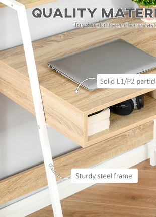 Home Office desk, Computer Desk for Small Spaces, Study Table with Drawer and Storage Shelves, Natural