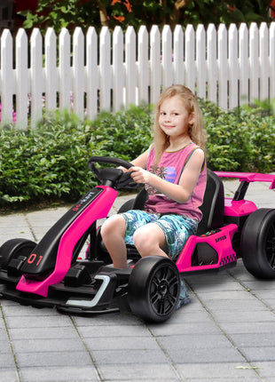 24V 7.5 MPH Electric Go Kart with Adjustable Seat, Slow Start, Pink