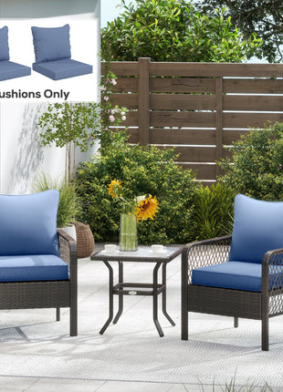 Patio Chair Cushions Set of 2 with Seat & Backrest, Fade Resistant Seat Replacement Cushion Set, Blue