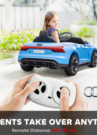 Electric Car for Kids, 12V Licensed Audi RS E-tron GT 3.1 MPH Kids Ride on Car, Ride-on Toy with Remote Control, 4 Suspension Wheels, Horn, Music, Lights, for Boys and Girls, Blue
