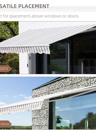 10' x 8' Retractable Sun Shade Patio/Window Awning - Polyester Fabric - Beige