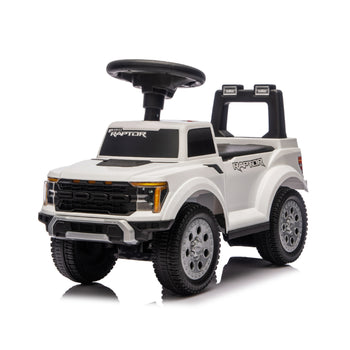Toddler Car Licensed Ford Raptor with Headlights, Horn, Under Seat Storage, Anti-Tip Design for 18-36 Months, White