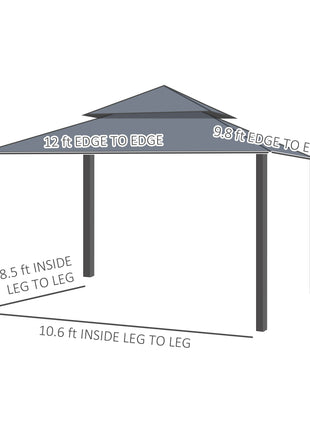 10' x 12' Double Roof Patio Gazebo Canopy, Outdoor Gazebo Shelter with Netting & Curtains, for Garden, Lawn and Deck