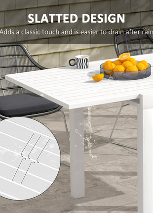 Expandable Patio Table, Outdoor Dining Table for 4-6 with Aluminum Frame for Garden, Lawn, Balcony Terrace, White
