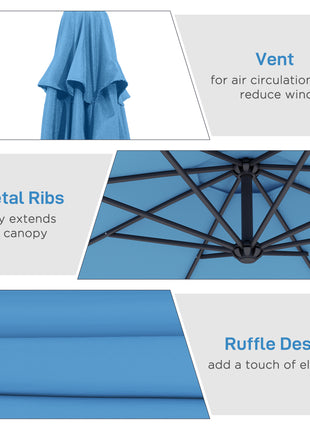 10' Cantilever Tilt Offset Patio Umbrella w/ UV & Water Safe Material & Cross Base (Weight Not Included), Blue