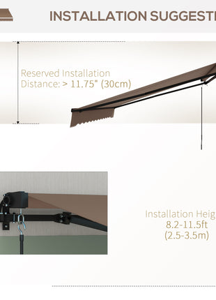 13' x 10' Retractable Awning, 280gsm UV Resistant Sunshade Shelter for Deck, Balcony, Yard, Coffee