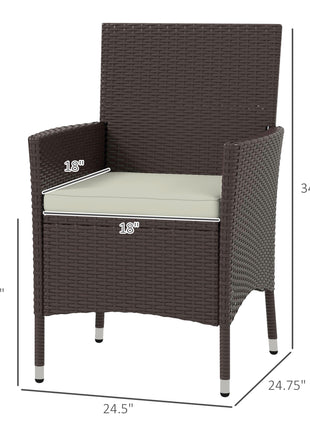 2 PCS Rattan Wicker Dining Chairs with Cushions and Anti-Slip Foot, Patio Stackable Chairs Set for Backyard, Garden, Lawn, Dark Coffee