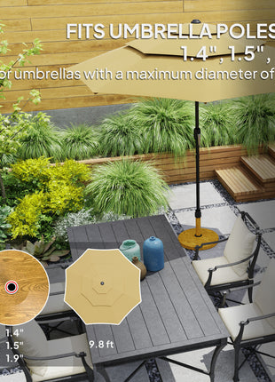 Patio Umbrella Base Holder, Outdoor Umbrella Base with Adjustable Pads, Heavy Duty Patio Umbrella Stand Base for Garden, Poolside, Nature Wood