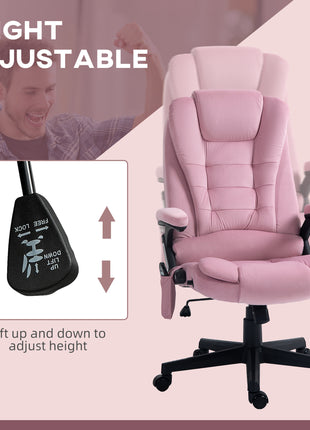 6 Point Executive Office Chair with Heat, Velvet High Back Vibrating Massage Office Chair, Pink