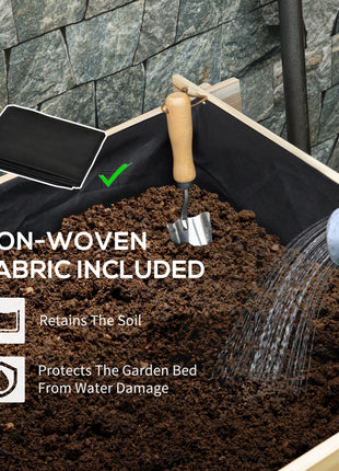 3 Tier Raised Garden Bed, Water Draining Fabric for Soil, Elevated Wood Flower Box for Vegetables, Herbs, Natural