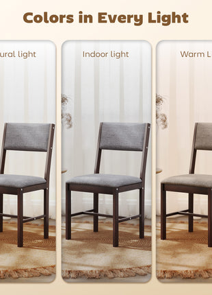 Modern Dining Chairs Set of 4, Linen Fabric Kitchen Chairs with Rubberwood Legs for Dining Room, Living Room, Gray