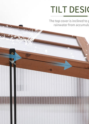 Wooden Cold Frame Greenhouse, Mini Greenhouse with Polycarbonate Board and Solid Wood Frame, Green House Cold Frame