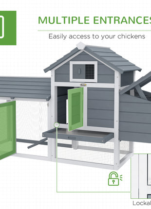 59" Small Wooden Chicken Coop Hen House Poultry Cage for Outdoor Backyard with 2 Doors, Nesting Box and Removable Tray, White