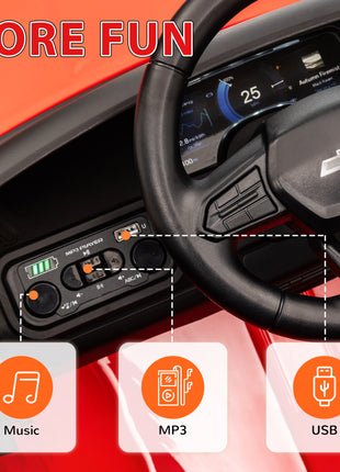 12V Chevrolet Silverado EV RST Licensed Kids Electric Car with Parent Remote Control, Spring Suspension, Red