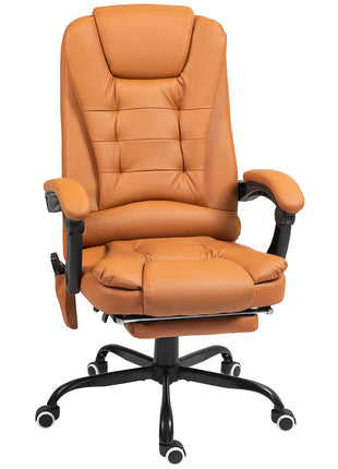 7-Point Vibrating Massage Office Chair High Back Massaging Office Desk Chair with Lumbar Support, Footrest, Light Brown