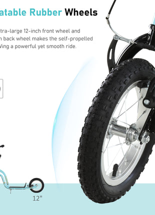 Youth Scooter Front and Rear Caliper Dual Brakes 12-Inch Inflatable Front Wheel Ride On Toy For Age 5+ - Blue