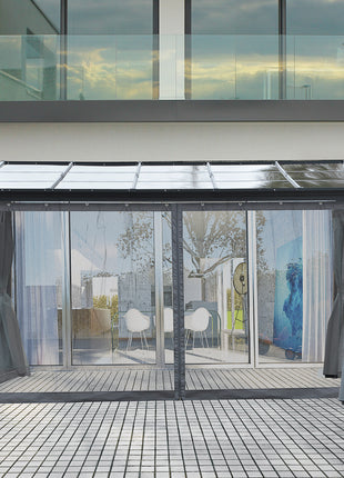 10' x 13' Outdoor Patio Gazebo with Sloping Polycarbonate Roof, Durable Aluminum Frame, & Netting Curtain