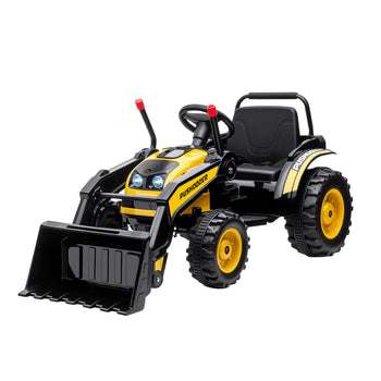 6V Kids Rechargeable Battery Powered Truck with Adjustable Bucket, High/Low Speed Realistic Sound, Yellow