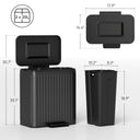 Trash Can with Lid, 2 x 5.3Gal Double Step-On Kitchen Trash Can, Removable Buckets, Black