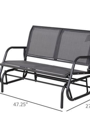 2-Person Outdoor Glider Bench Patio Double Swing Rocking Chair Loveseat w/Power Coated Steel Frame for Backyard Garden Porch, Grey
