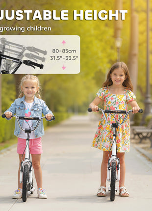 Youth Scooter Front and Rear Caliper Dual Brakes 12-Inch Inflatable Front Wheel Ride On Toy For Age 5+ - White