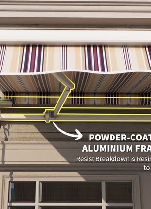 10' x 8' Retractable Awning, Patio Awnings, Sunshade Shelter w/ Manual Crank Handle, UV & Water-Resistant Fabric and Aluminum Frame for Deck, Balcony, Yard, Red & Beige