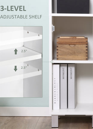 Tall Bathroom Storage Cabinet with Mirror, Wooden Freestanding Tower Cabinet with Adjustable Shelves for Bathroom or Living Room, White