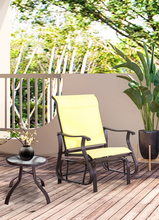 Outdoor Glider Chair, Gliders for Outside Patio with Steel Frame and Mesh Fabric for Backyard, Garden, and Porch, Beige