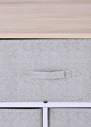 40" L 5 Drawer Horizontal Storage Cube Dresser Unit Bedroom Organizer Living Room Shelf Tower with Fabric Bins, Light Gray