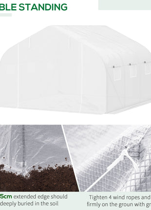 11.5' x 10' x 6.5' Outdoor Walk-in Greenhouse, Tunnel Green House with Roll-up Windows, Zippered Door, PE Cover, Heavy Duty Steel Frame, White