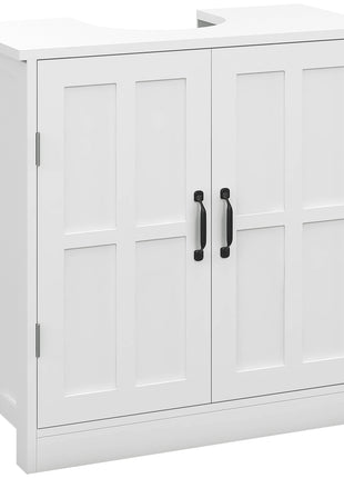 Pedestal Sink Storage Cabinet, Under Sink Cabinet with 2 Doors and Adjustable Shelf, Bathroom Vanity with U-Shape Cut-Out, White
