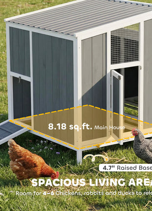 Chicken Coop, Wooden Chicken House for 4-6 Hens, Outdoor Hen House with Nesting Box, Pull-Out Tray and Weatherproof Roof