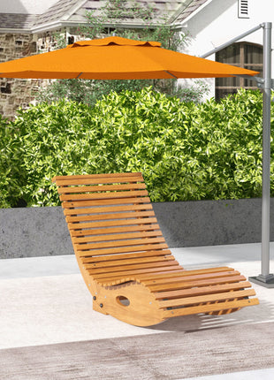 Outdoor Rocking Chair w/ Slatted Seat, Wooden Rocking Chair, 51.25" x 23.5" x 23.5", Teak