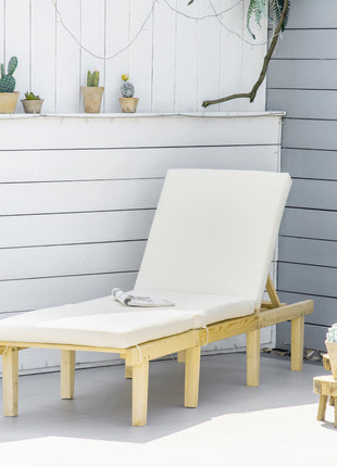 Chaise Lounge Chair Patio Recliner with 4-Position Adjustable Backrest & Cushion, Natural