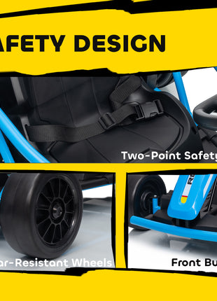 24V 7AH Kids Electric Go Kart, 8.1 MPH Battery Powered Drift Kart with Dual Motors, Soft Start for 8-12 Years, Blue