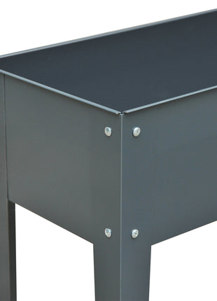 Metal Raised Garden Bed, Elevated Planter Box with Legs and Drain Holes, 39" x 12" x 32", Dark Gray