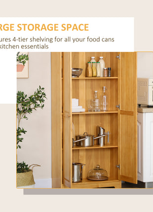 67" Pinewood Kitchen Pantry Storage Cabinet, Freestanding Cabinets with Doors and Shelves, Dining Room