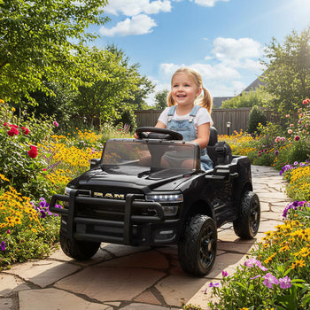 12V Kids Ride on Car, Licensed Dodge RAM 3500 Ride on Toys with Dual Motors, Remote Control for Toddlers, Black