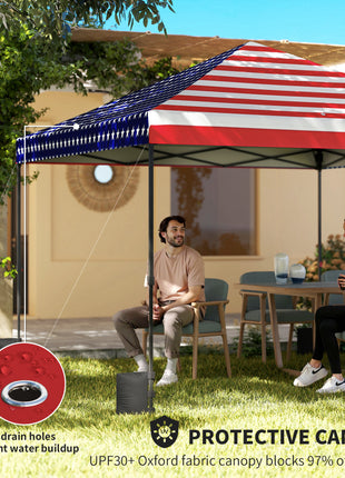 10 x 10 ft Pop Up Canopy Tent with One Push Setup, Outdoor Portable Instant Canopy Shelter w/ Roller Bag, American Flag