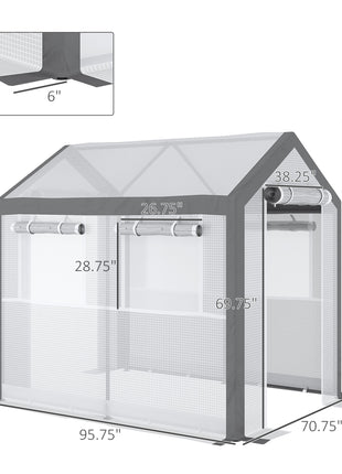 8' L x 6' W x 7' H Outdoor Walk-In Tunnel Greenhouse with Roll-up Windows, 2 Zippered Doors, & Weather Cover