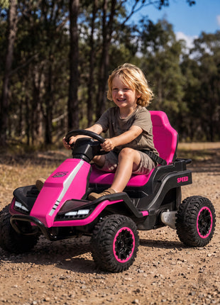 24V Kids Electric Ride On Car with Dual Motors, Remote Control, 4-Wheel Suspension, Soft Start for 3-6 Years, Pink