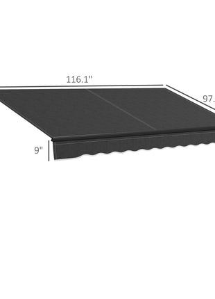 10' x 8' Retractable Awning, 280gsm UV Resistant Sunshade Shelter for Deck, Balcony, Yard, Dark Gray
